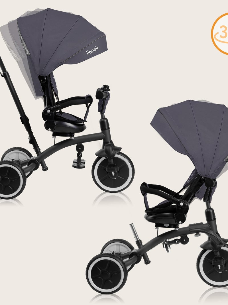 Passeggino e triciclo LIONELO Tris Plus - Fino a 25 kg - Seduta reversibile - Accessori inclusi Grigio - Kiabi