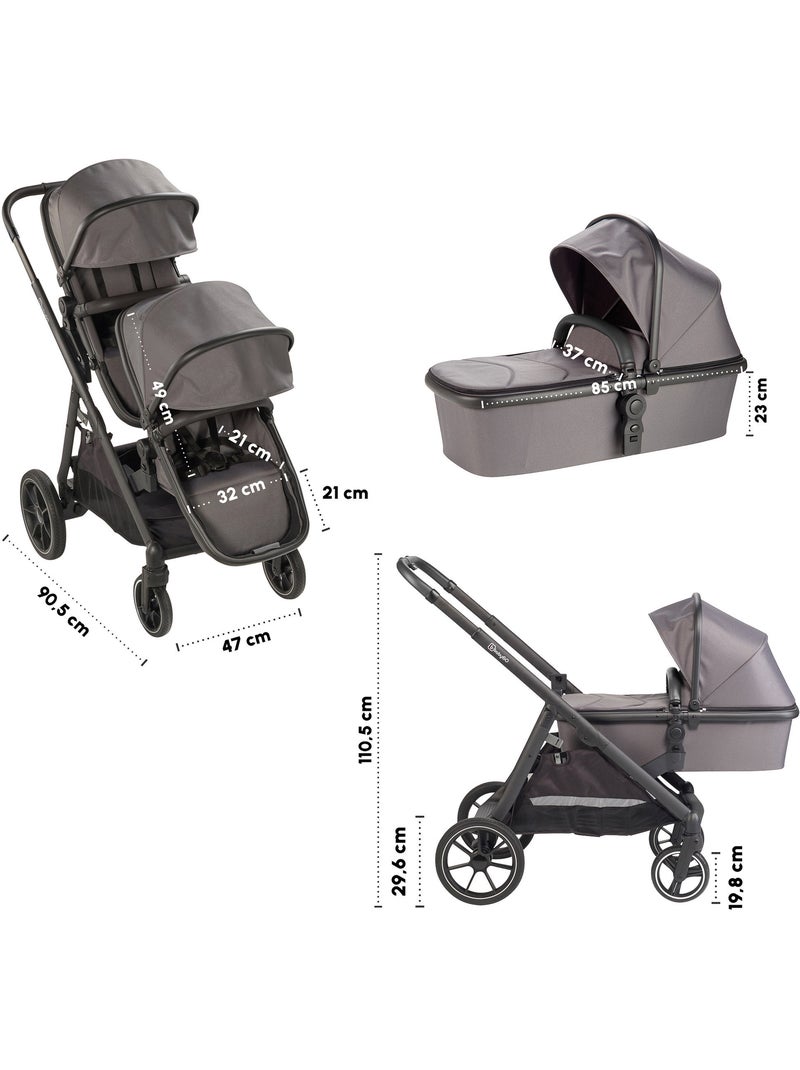 Passeggino gemellare 2in1 Duo, adatto anche come passeggino per fratelli – babyGo Grigio nero - Kiabi