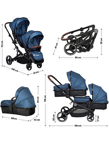 Passeggino gemellare 2in1 Twinner, adatto anche come passeggino per fratelli – babyGo