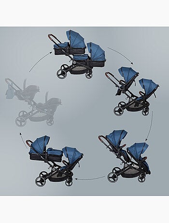 Passeggino gemellare 2in1 Twinner, adatto anche come passeggino per fratelli – babyGo