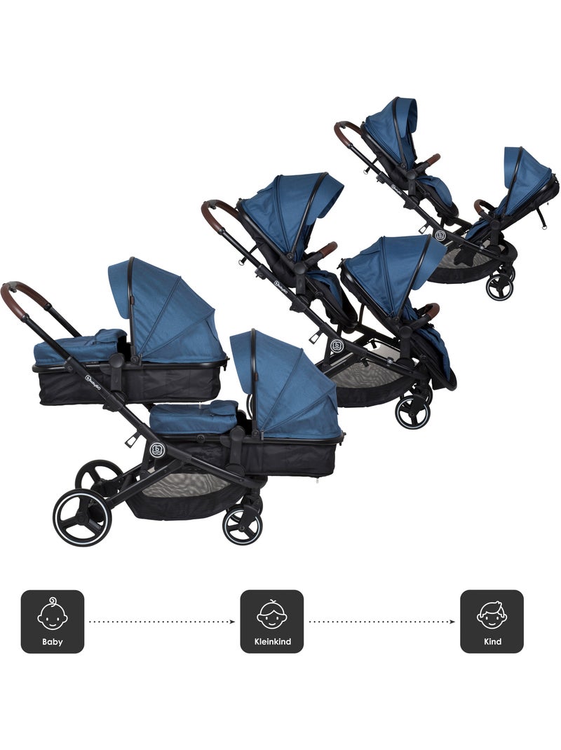 Passeggino gemellare 2in1 Twinner, adatto anche come passeggino per fratelli – babyGo Blu - Kiabi