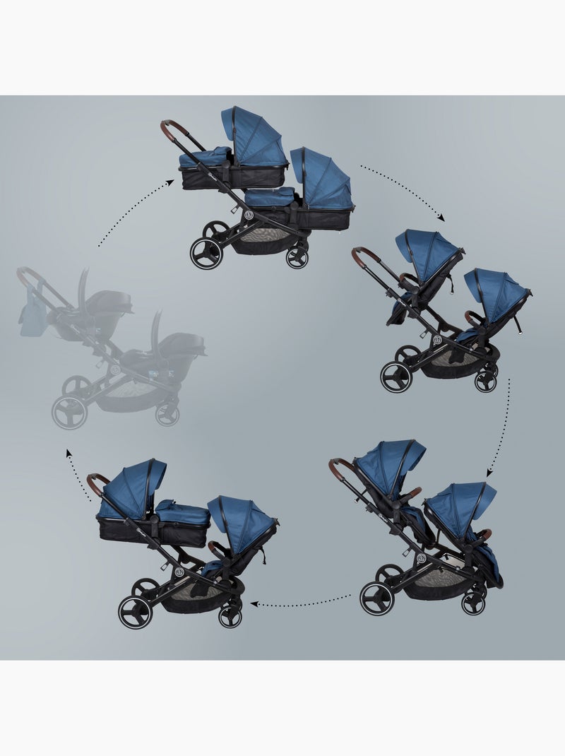 Passeggino gemellare 2in1 Twinner, adatto anche come passeggino per fratelli – babyGo Blu - Kiabi