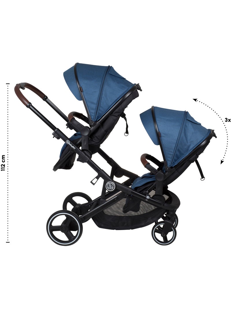 Passeggino gemellare 2in1 Twinner, adatto anche come passeggino per fratelli – babyGo Blu - Kiabi