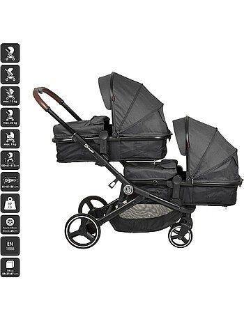 Passeggino gemellare 2in1 Twinner, adatto anche come passeggino per fratelli – babyGo