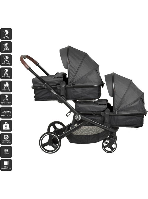 Passeggino gemellare 2in1 Twinner, adatto anche come passeggino per fratelli – babyGo - Kiabi Passeggino gemellare 2in1 Twinner, adatto anche come passeggino per fratelli – babyGo - Kiabi