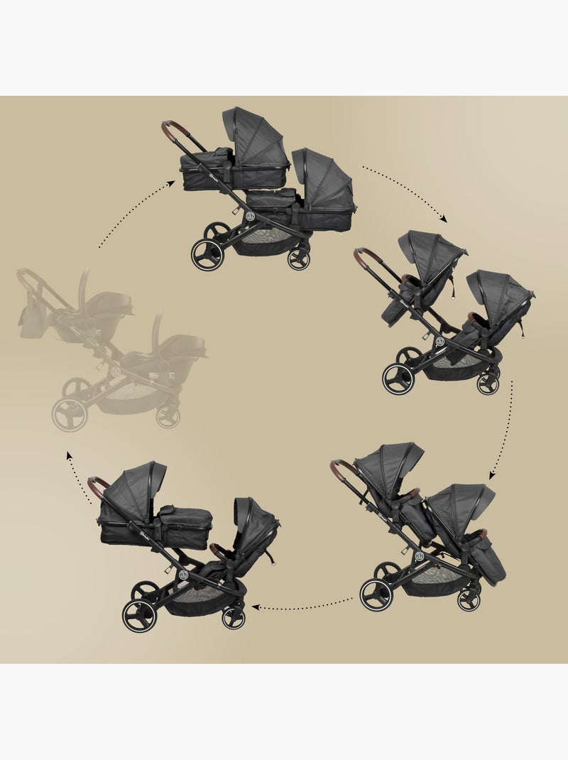 Passeggino gemellare 2in1 Twinner, adatto anche come passeggino per fratelli – babyGo Grigio - Kiabi