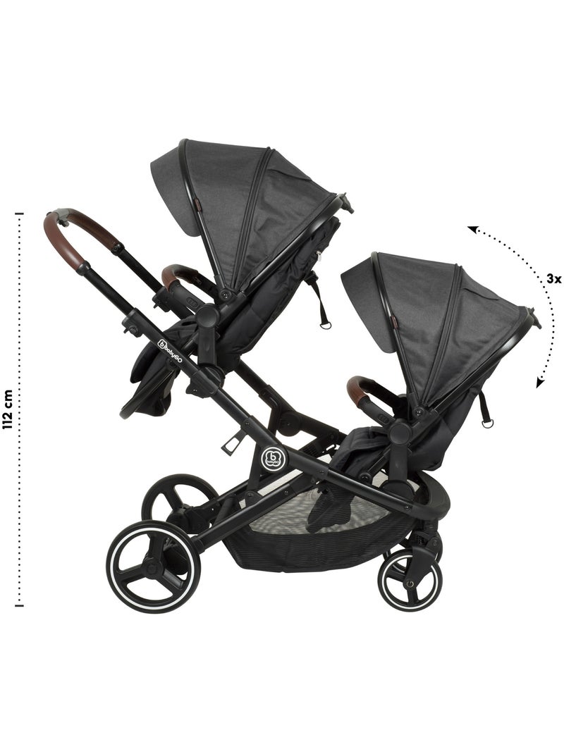 Passeggino gemellare 2in1 Twinner, adatto anche come passeggino per fratelli – babyGo Grigio - Kiabi