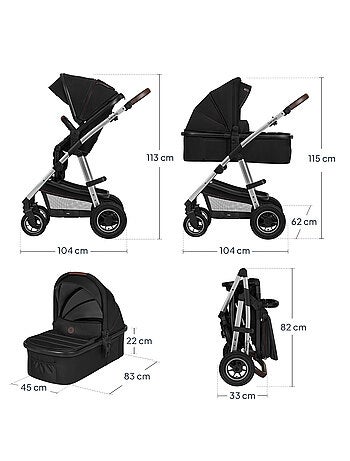 Passeggino LIONELO Amber 2 in 1 - Passeggino, navicella, borsa e accessori - Fino a 22 kg