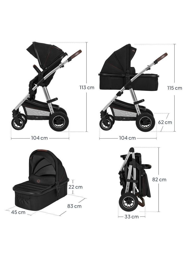 Passeggino LIONELO Amber 2 in 1 - Passeggino, navicella, borsa e accessori - Fino a 22 kg Nero Argentato - Kiabi