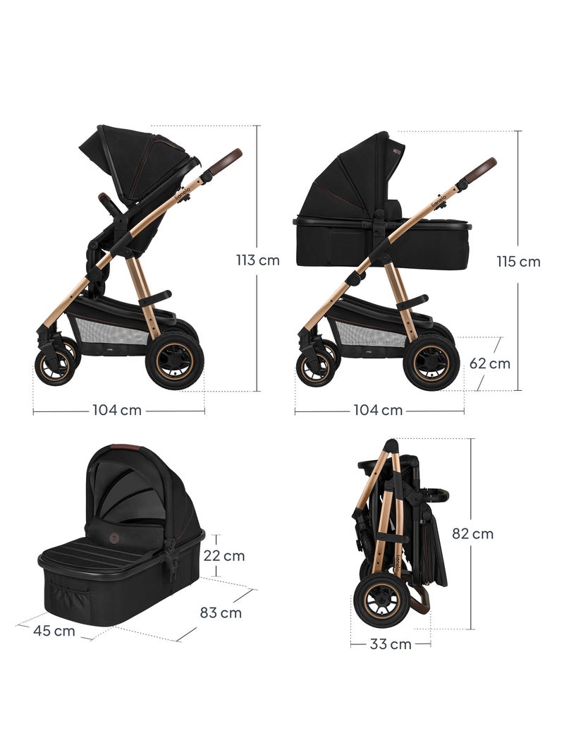 Passeggino LIONELO Amber 2 in 1 - Passeggino, navicella, borsa e accessori - Fino a 22 kg Nero - Kiabi