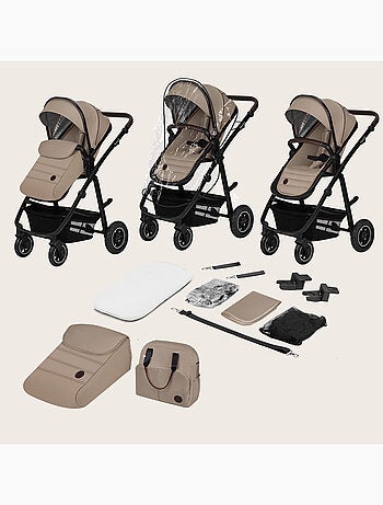 Passeggino LIONELO Amber 3 in 1 - 0-22 kg - Passeggino, navicella, seggiolino auto, borsa e accessor