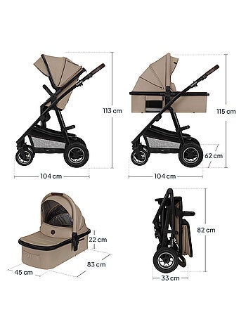 Passeggino LIONELO Amber 3 in 1 - 0-22 kg - Passeggino, navicella, seggiolino auto, borsa e accessor