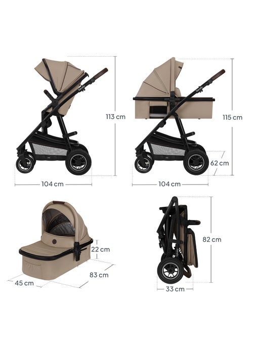 Passeggino LIONELO Amber 3 in 1 - 0-22 kg - Passeggino, navicella, seggiolino auto, borsa e accessor - Kiabi