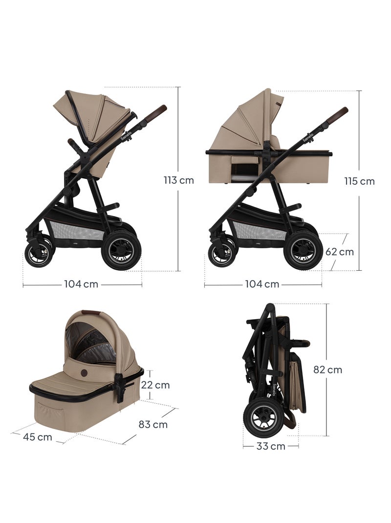 Passeggino LIONELO Amber 3 in 1 - 0-22 kg - Passeggino, navicella, seggiolino auto, borsa e accessor Beige - Kiabi