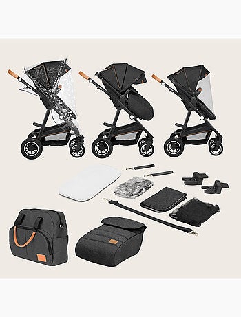 Passeggino LIONELO Amber 3 in 1 - 0-22 kg - Passeggino, navicella, seggiolino auto, borsa e accessor