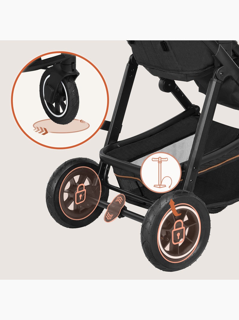 Passeggino LIONELO Amber 3 in 1 - 0-22 kg - Passeggino, navicella, seggiolino auto, borsa e accessor Grigio scuro - Kiabi
