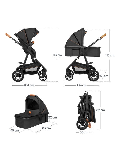 Passeggino LIONELO Amber 3 in 1 - 0-22 kg - Passeggino, navicella, seggiolino auto, borsa e accessor - Kiabi