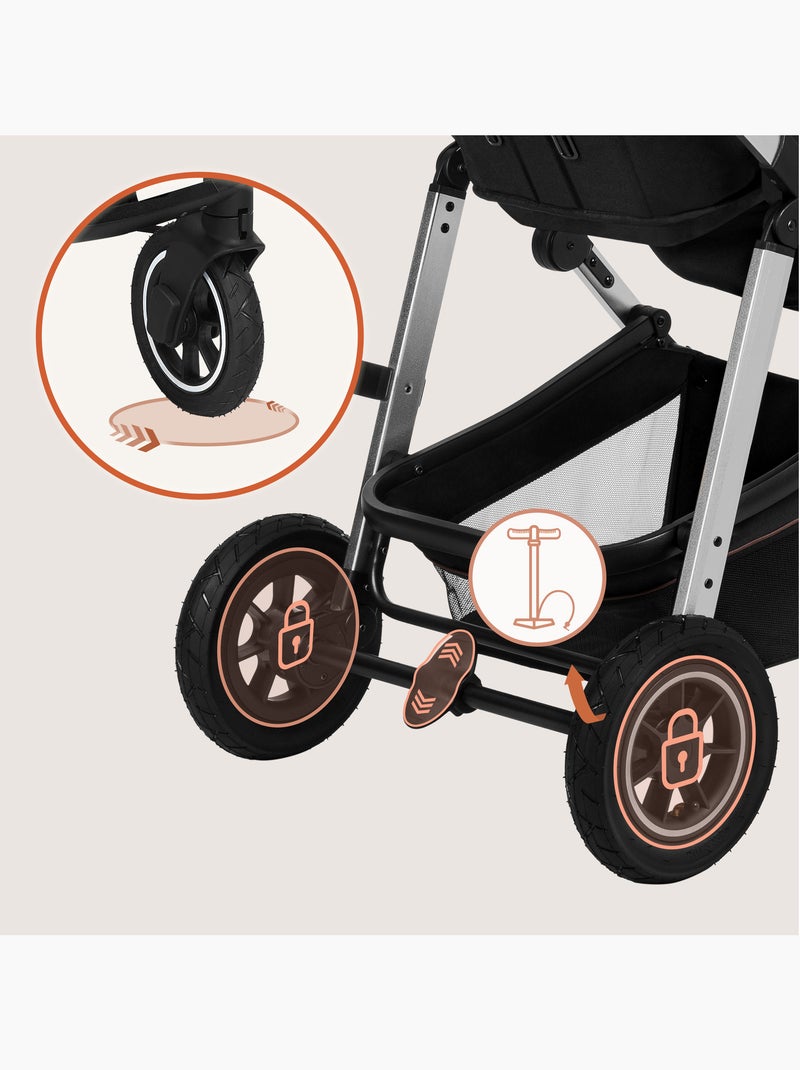 Passeggino LIONELO Amber 3 in 1 - 0-22 kg - Passeggino, navicella, seggiolino auto, borsa e accessor Nero Argentato - Kiabi