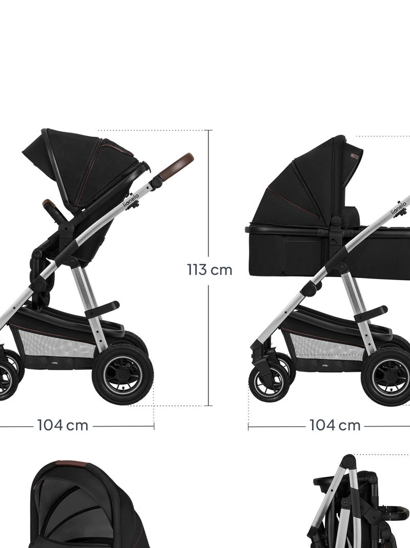 Passeggino LIONELO Amber 3 in 1 - 0-22 kg - Passeggino, navicella, seggiolino auto, borsa e accessor Nero Argentato - Kiabi