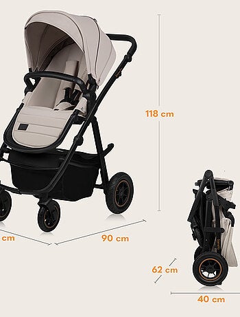 Passeggino LIONELO Amber Plus 3 in 1: passeggino, navicella, seggiolino auto, borsa e accessori