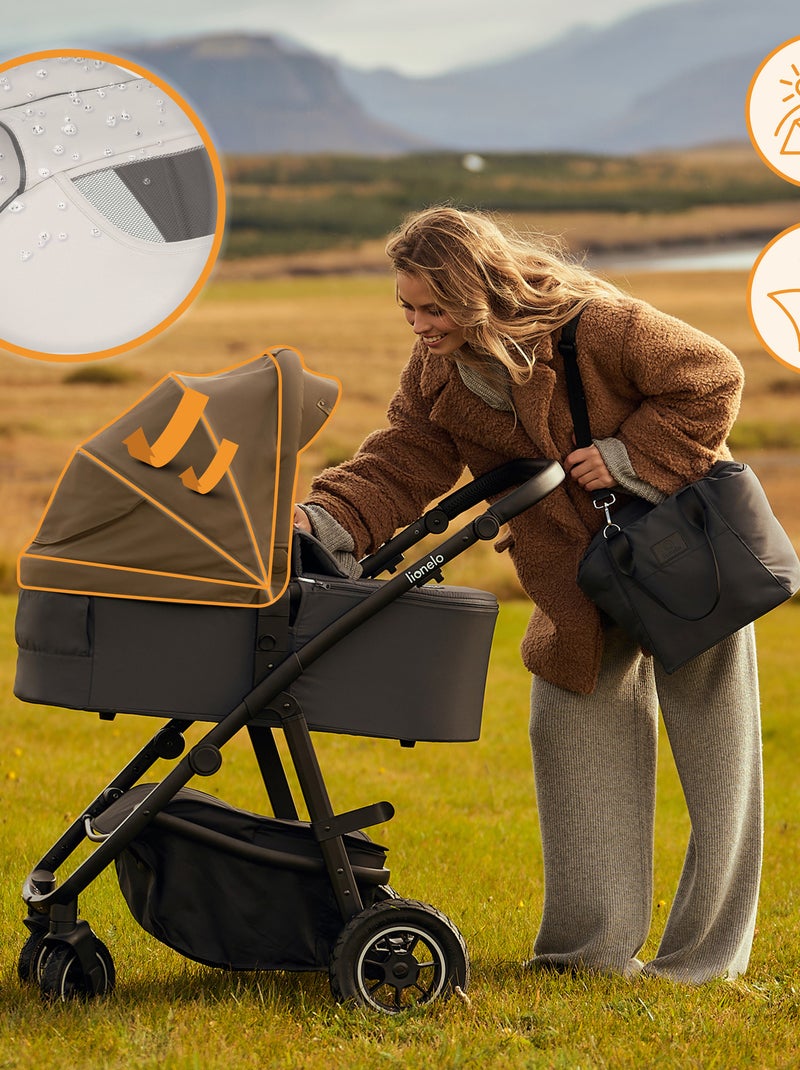 Passeggino LIONELO Amber Plus 3 in 1: passeggino, navicella, seggiolino auto, borsa e accessori Beige - Kiabi