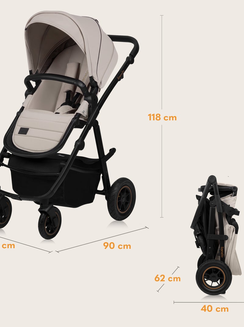 Passeggino LIONELO Amber Plus 3 in 1: passeggino, navicella, seggiolino auto, borsa e accessori Beige - Kiabi