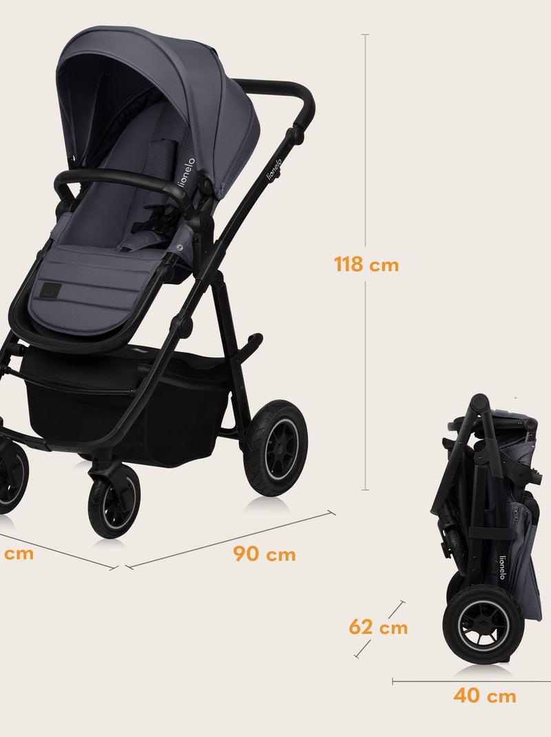 Passeggino LIONELO Amber Plus 3 in 1: passeggino, navicella, seggiolino auto, borsa e accessori Grigio - Kiabi
