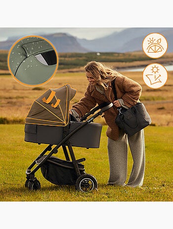 Passeggino LIONELO Amber Plus 3 in 1: passeggino, navicella, seggiolino auto, borsa e accessori