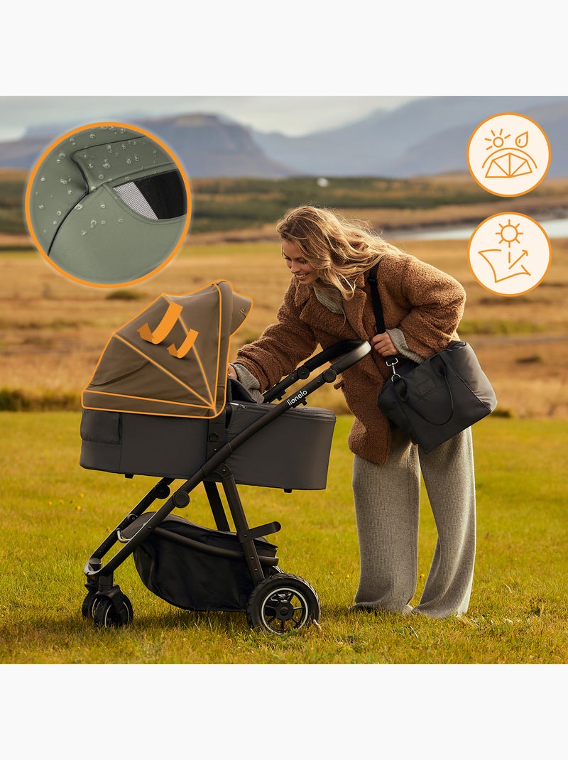 Passeggino LIONELO Amber Plus 3 in 1: passeggino, navicella, seggiolino auto, borsa e accessori Verde - Kiabi