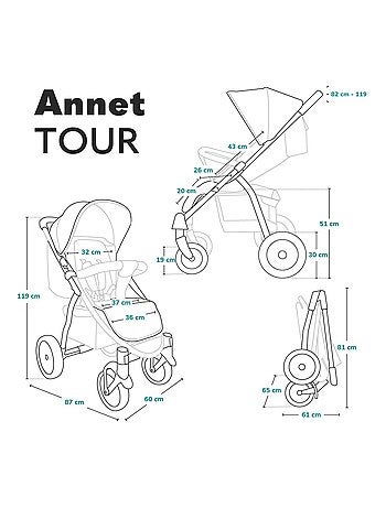 Passeggino LIONELO Annet Tour All-Terrain - Ruote gonfiabili grandi - Fino a 22 kg