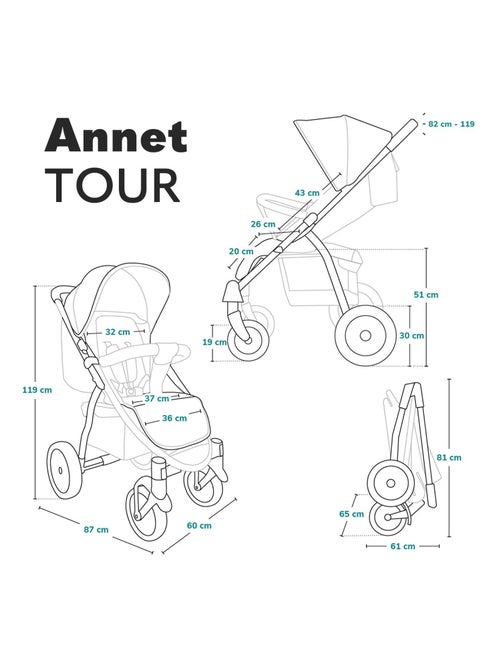 Passeggino LIONELO Annet Tour All-Terrain - Ruote gonfiabili grandi - Fino a 22 kg - Kiabi