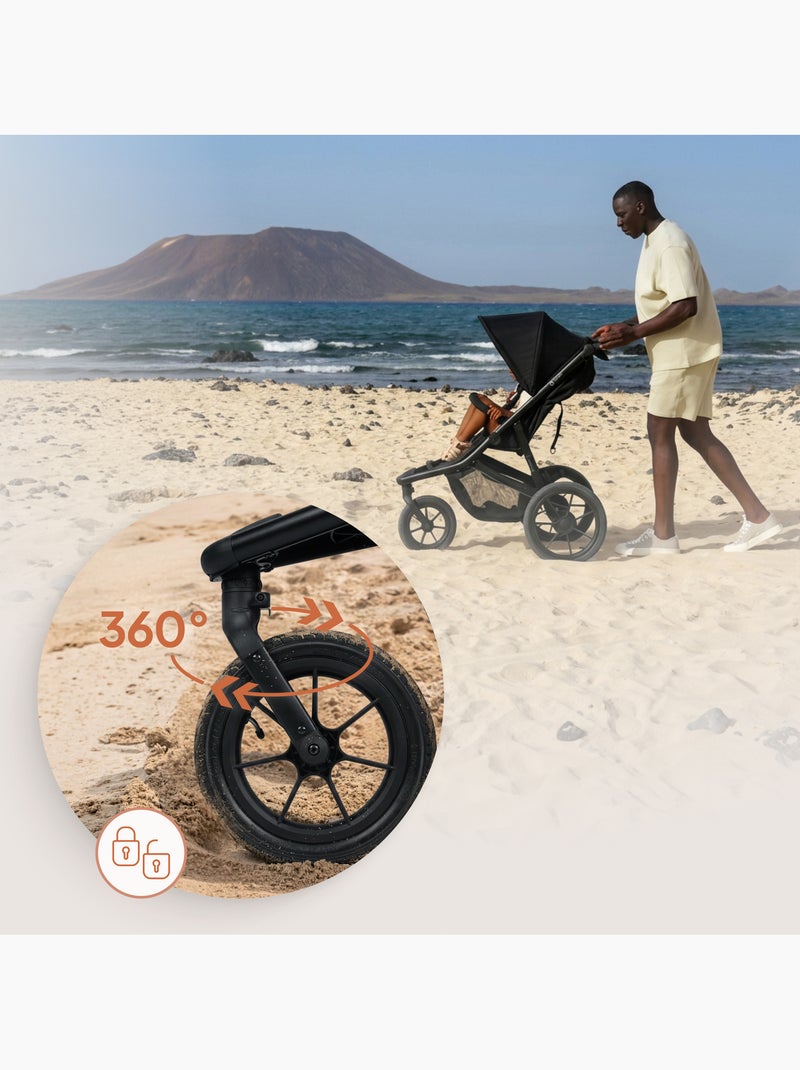 Passeggino LIONELO Azura All-Terrain - Sportivo - Fino a 22 kg - Doppio freno - Pompa inclusa Nero - Kiabi