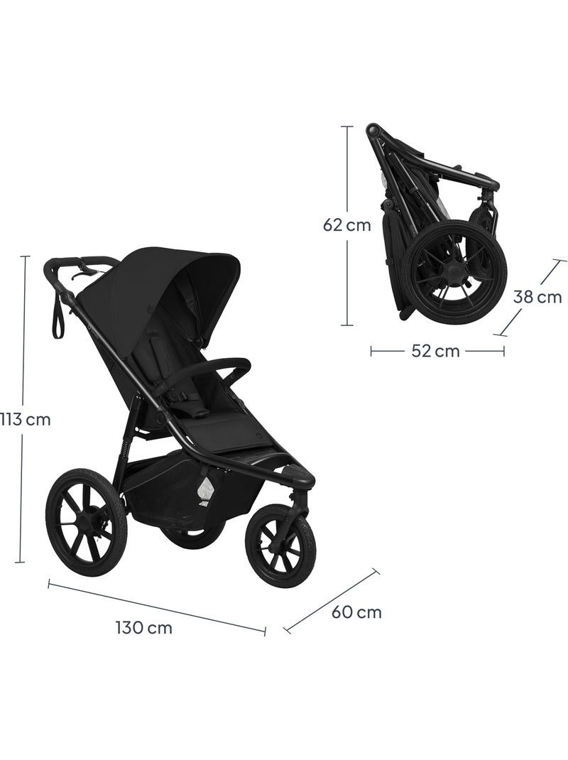 Passeggino LIONELO Azura All-Terrain - Sportivo - Fino a 22 kg - Doppio freno - Pompa inclusa Nero - Kiabi