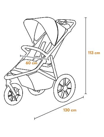 Passeggino LIONELO Azura All-Terrain - Sportivo - Fino a 22 kg - Doppio freno - Pompa inclusa