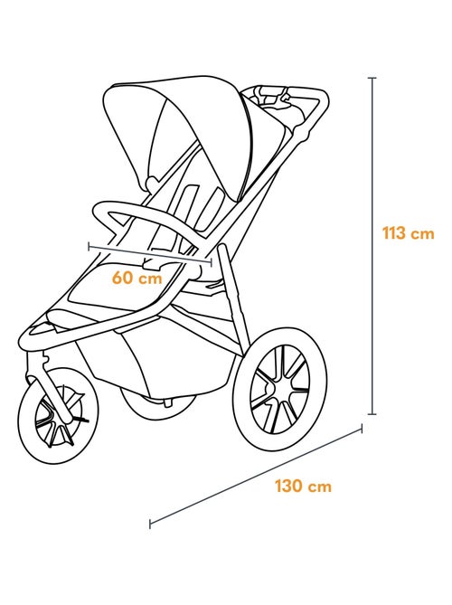 Passeggino LIONELO Azura All-Terrain - Sportivo - Fino a 22 kg - Doppio freno - Pompa inclusa - Kiabi