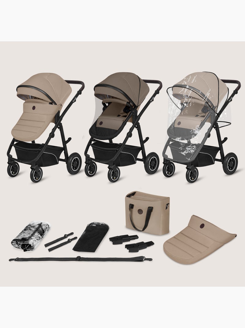 Passeggino LIONELO Bianka 4 in 1 - Passeggino + Navicella + Seggiolino Auto + Base ISOFIX Beige - Kiabi