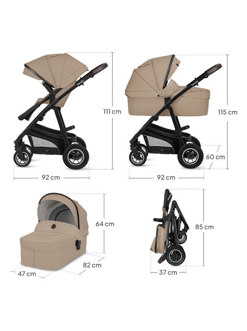 Passeggino LIONELO Bianka 4 in 1 - Passeggino + Navicella + Seggiolino Auto + Base ISOFIX - Kiabi