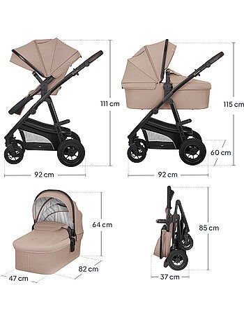 Passeggino LIONELO Bianka 4 in 1 - Passeggino + Navicella + Seggiolino Auto + Base ISOFIX