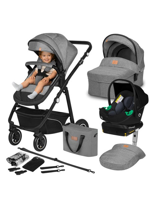 Passeggino LIONELO Bianka 4 in 1 - Passeggino + Navicella + Seggiolino Auto + Base ISOFIX - Kiabi