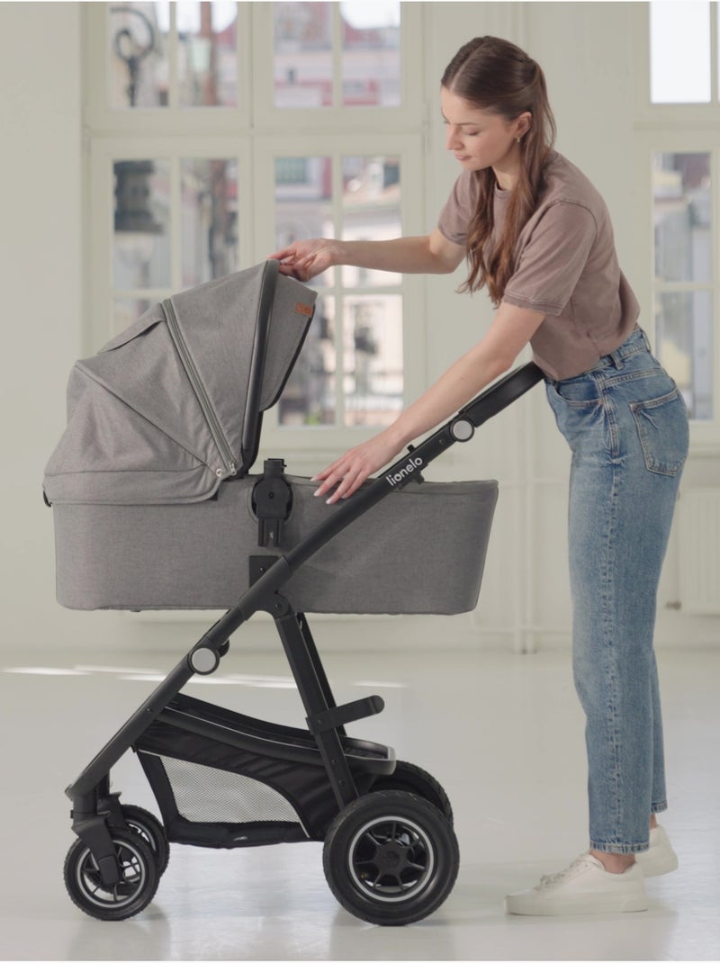 Passeggino LIONELO Bianka 4 in 1 - Passeggino + Navicella + Seggiolino Auto + Base ISOFIX Grigio - Kiabi