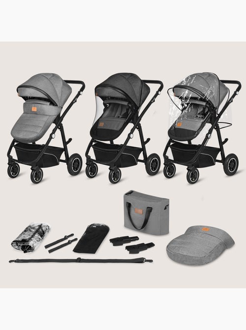 Passeggino LIONELO Bianka 4 in 1 - Passeggino + Navicella + Seggiolino Auto + Base ISOFIX - Kiabi