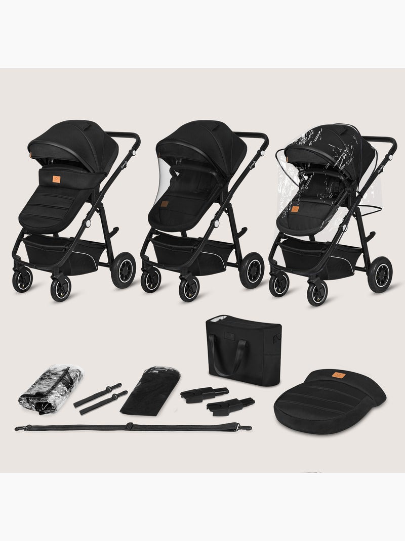 Passeggino LIONELO Bianka 4 in 1 - Passeggino + Navicella + Seggiolino Auto + Base ISOFIX Nero - Kiabi