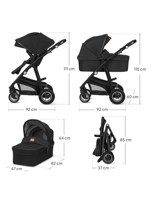 Passeggino LIONELO Bianka 4 in 1 - Passeggino + Navicella + Seggiolino Auto + Base ISOFIX - Kiabi
