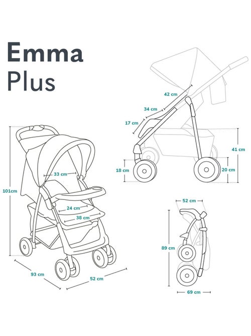 Passeggino LIONELO Emma All-Terrain - 6-36 mesi - Borsa inclusa - Chiusura rapida - Kiabi