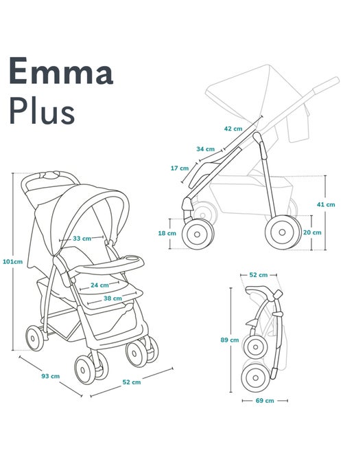 Passeggino LIONELO Emma All-Terrain - 6-36 mesi - Borsa inclusa - Chiusura rapida - Kiabi