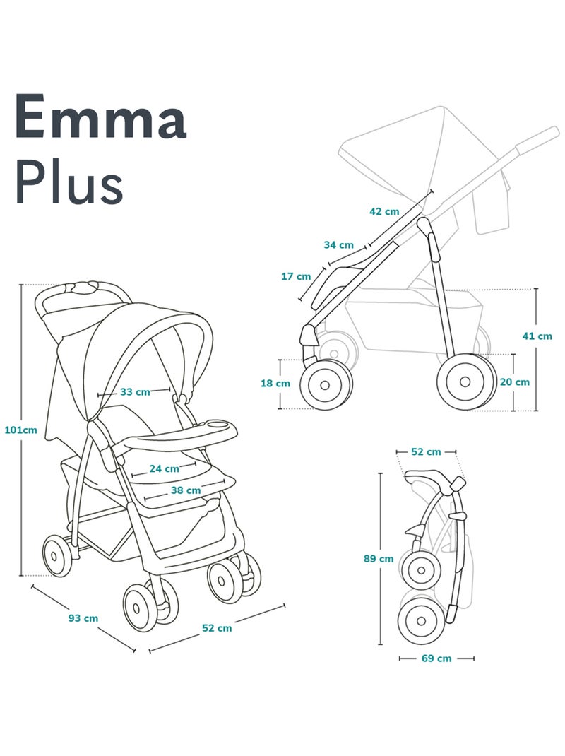 Passeggino LIONELO Emma All-Terrain - 6-36 mesi - Borsa inclusa - Chiusura rapida Grigio - Kiabi