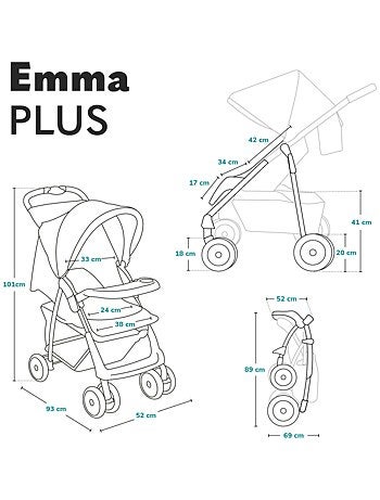 Passeggino LIONELO Emma All-Terrain - 6-36 mesi - Borsa inclusa - Chiusura rapida