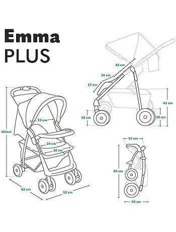 Passeggino LIONELO Emma All-Terrain - 6-36 mesi - Borsa inclusa - Chiusura rapida