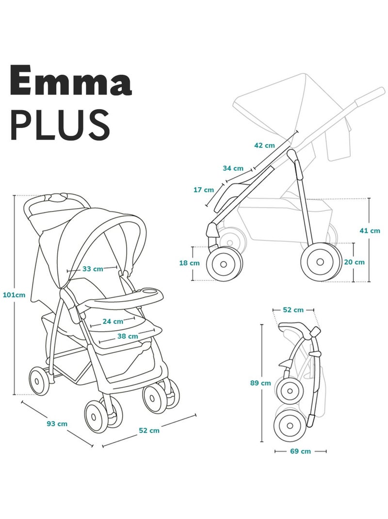 Passeggino LIONELO Emma All-Terrain - 6-36 mesi - Borsa inclusa - Chiusura rapida Nero Verde Nero - Kiabi