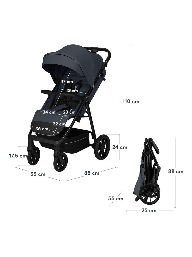 Passeggino LIONELO Iva All-Terrain - Materiale Premium - Fino a 22 kg - Ampio Spazio Grigio - Kiabi